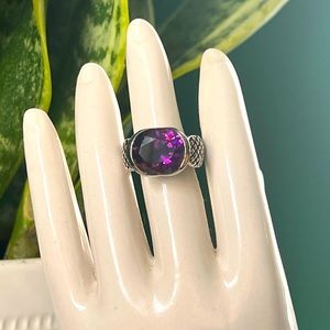 Faux Amethyst Oval Cut Cocktail Ring